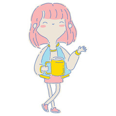 Woman fill color illustration