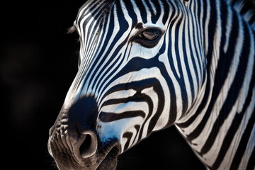zebra close up black and white - made with generative ai