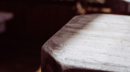 wooden table surface, old, blurred background