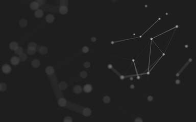 Abstract background. Molecules technology with polygonal shapes, connecting dots and lines. Connection structure. Big data visualization.