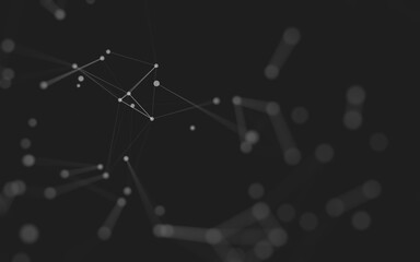 Abstract background. Molecules technology with polygonal shapes, connecting dots and lines. Connection structure. Big data visualization.