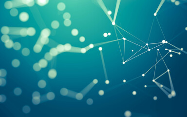 Abstract background. Molecules technology with polygonal shapes, connecting dots and lines. Connection structure. Big data visualization.