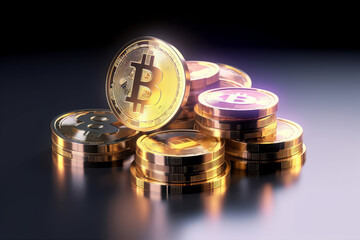 stacks of bitcoins. generative ai