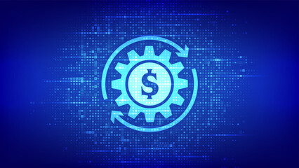 Fintech icon made with currency symbols. Financial technology, online banking and crowdfunding. Business investment payment technology concept. Background with currency signs. Vector illustration.