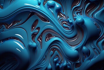 fluid blue paint,wavy blue fluid background, abstract art. generative ai