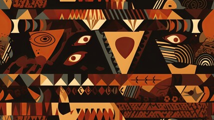 Seamless Africa Abstract Geometric Shapes Pattern