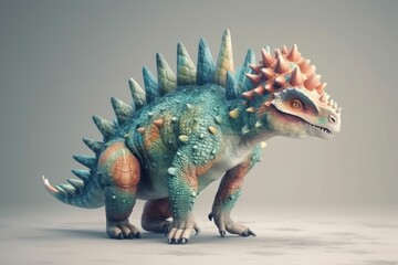 toy dinosaur with spiky head and colorful body. Generative AI