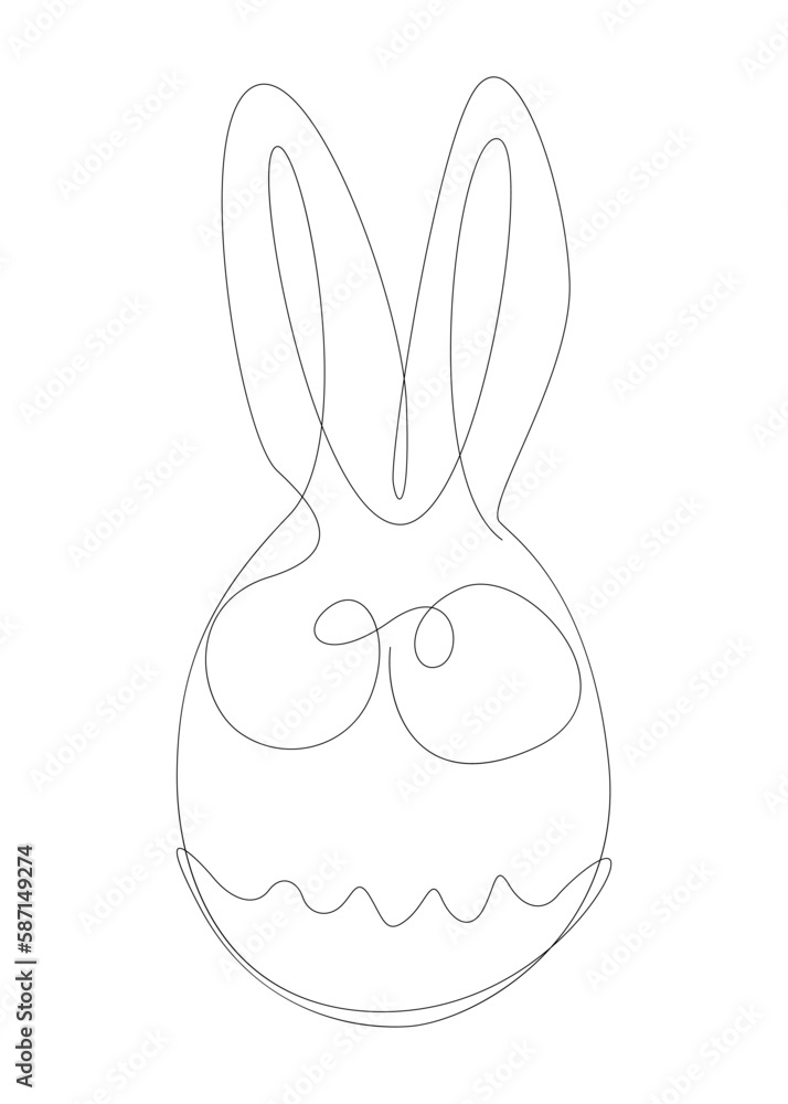 Aufkleber one continuous line of easter egg with rabbit ears. thin line illustration vector concept. contour d