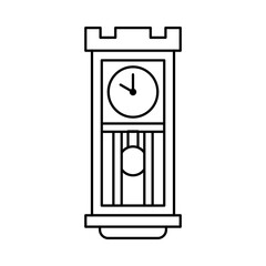 ancient wall clock in outline style. showing ten o' clock. isolated on white background. vector illustration.