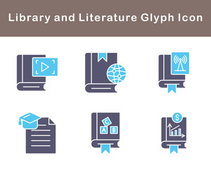 Library And Literature Vector Icon Set