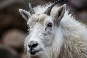 A zoo portrait of a mountain goat. Generative AI
