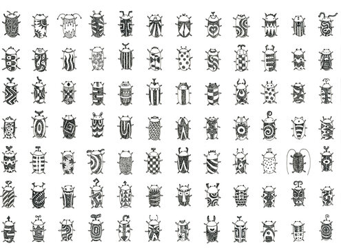 虫のモノクロデザイン 生態系の手描き壁紙 落書き害虫アート