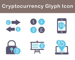 Bitcoin And Cryptocurrency Vector Icon Set