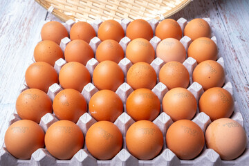 There are 30 fresh eggs packaged.