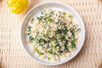 Mugwort and tofu salad - mugwort greens