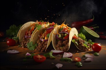 Fototapeta na wymiar realistic tacos with vegetables