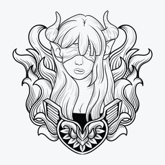 artwork illustration and T shirt design female devil