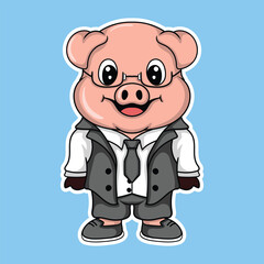 artwork illustration and T shirt design cute pig man character