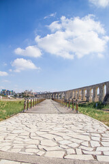 Beautiful view of the aqueduct in Larnaca, Cyprus