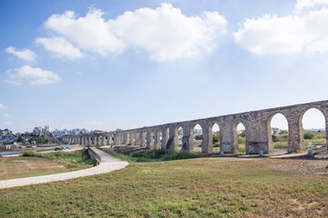 Beautiful view of the aqueduct in Larnaca, Cyprus