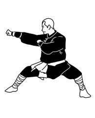 Fototapeta na wymiar Kung Fu Shaolin Martial Art in Perform 