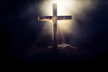 Naklejka premium a cross with a light shining on it 