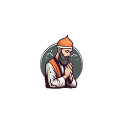 islamic people pray logo vector