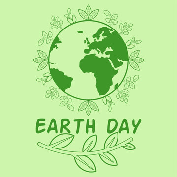 Happy earth day. Vector illustration of international mother earth day. Design for earth day celebration or environmental concerns. Green world of nature. Save the world design poster. Green planet