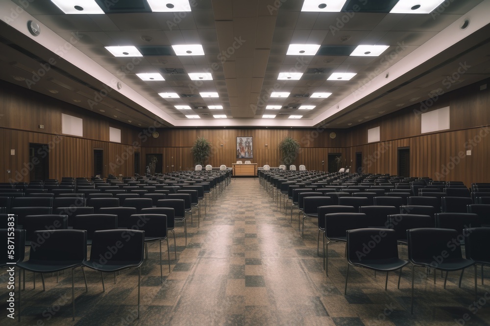 Wall mural interior of a conference room. generative ai