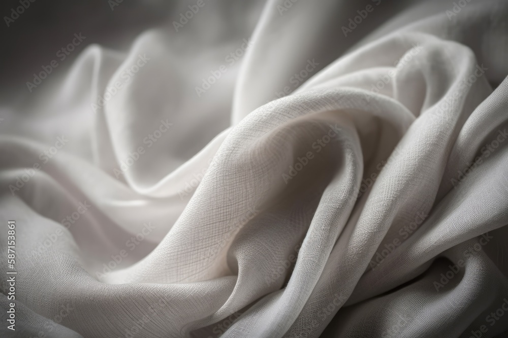 Poster close-up view of a pristine white fabric texture. generative ai