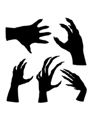 Hand sign and symbol, hand action gesture silhouette