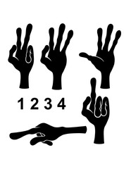 Hand sign and symbol, hand action gesture silhouette