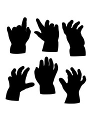 Hand sign and symbol, hand action gesture silhouette