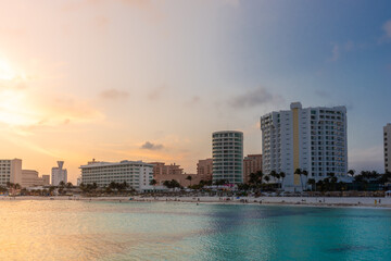 Mexico Cancun, beautiful Caribbean coast, top view.