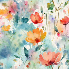 Watercolor Floral AI-Generated Seamless Pattern