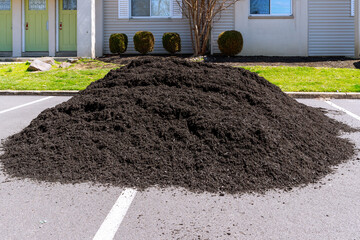 big pile mulch black garden ecology