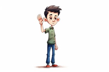 Handsome young man happy standing waving hand