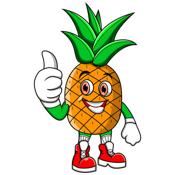 Cartoon pineapple giving thumbs up