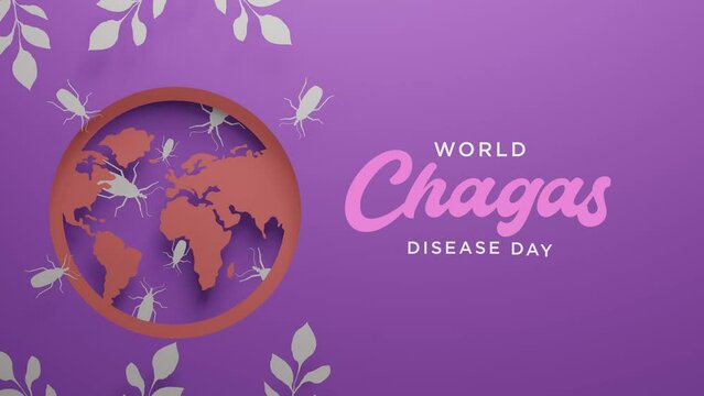 World Chagas disease Day poster with silhouettes of chagas insect in paper cut and copy space. 3d render illustration.