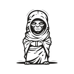 egypt mummy, logo concept black and white color, hand drawn illustration