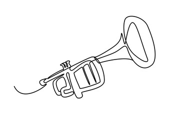 trumpet wind musical instrument object  line minimalist art - obrazy, fototapety, plakaty