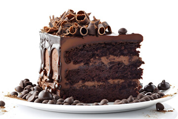 Chocolate with chocolate fillings. white background.
Generative AI. 