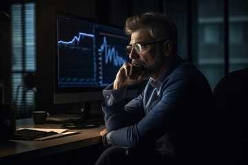 Businessman and investor watching online trading graph investment concept. - Generative Ai Illustration.