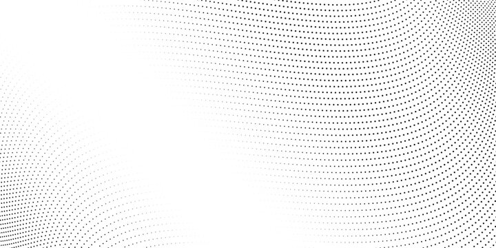 Halftone wave lines background. Abstract dotted stripes texture. Warped and curved lines wallpaper. Vector design template