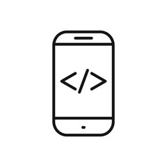 Editable Icon of Development Code Smartphone, Vector illustration isolated on white background. using for Presentation, website or mobile app