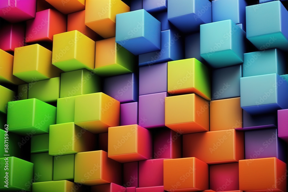 Poster abstract background of cube blocks wall stacking design for cubic wallpaper background . admirable g