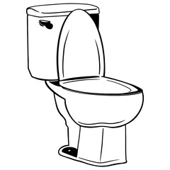 flush toilet outline, Hand drawn outline illustration, Sanitary ware element