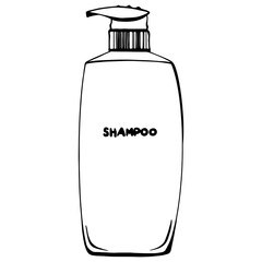 shampoo bottle outline, Hand drawn outline illustration, Sanitary ware element
