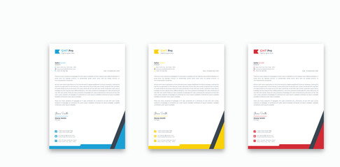 Modern Creative minimalist clean professional corporate company business letterhead template design with color variation bundle
