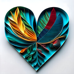 abstract paper art with heart by AI